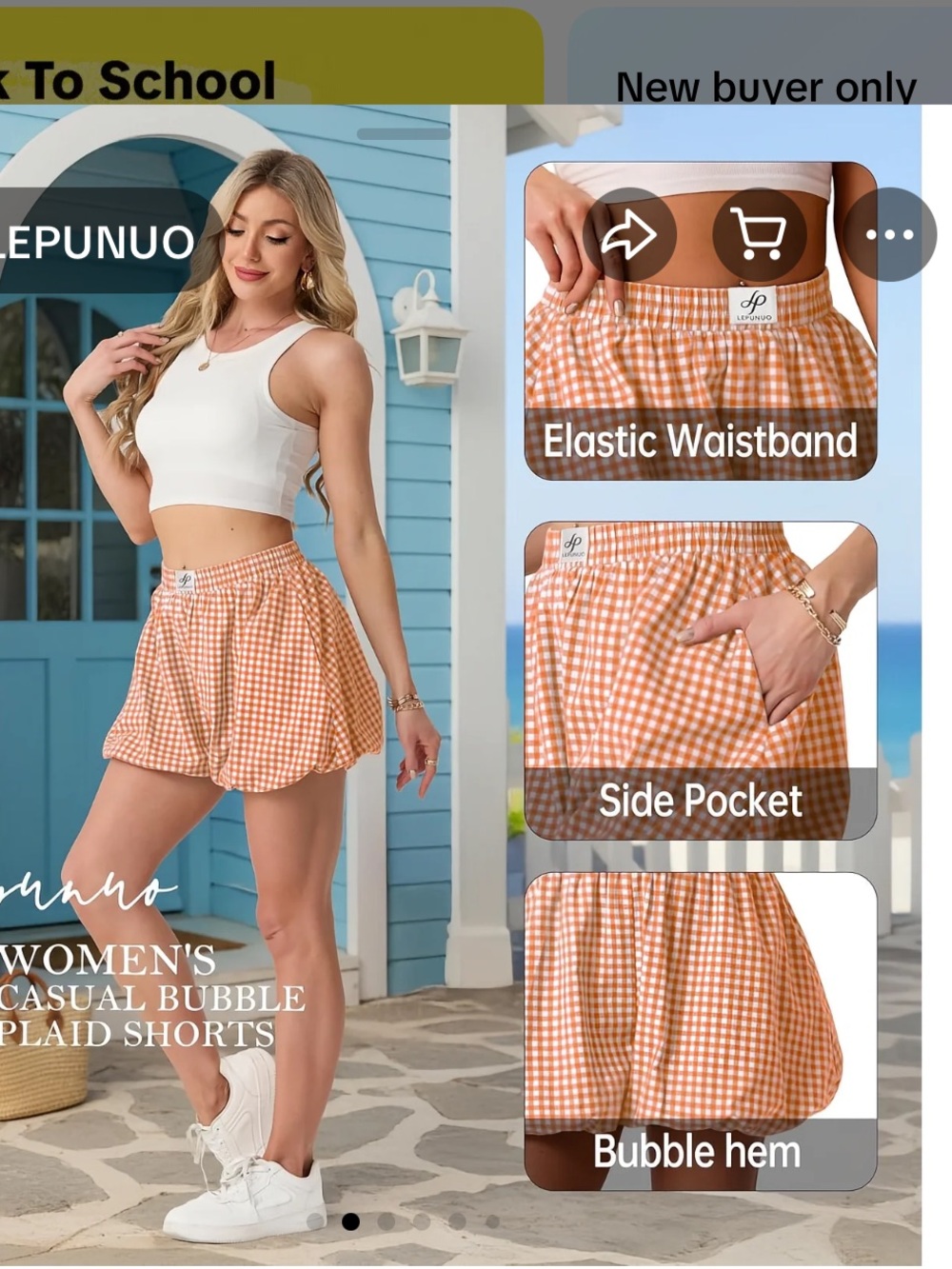 Lepunuo Bubble Boxer Shorts for Women Summer Gingham Pajamas Plaid Shorts
New
